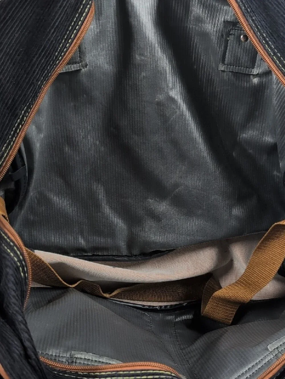 Nautica Blue Corduroy Weekend Laptop Bag with Brown Trim